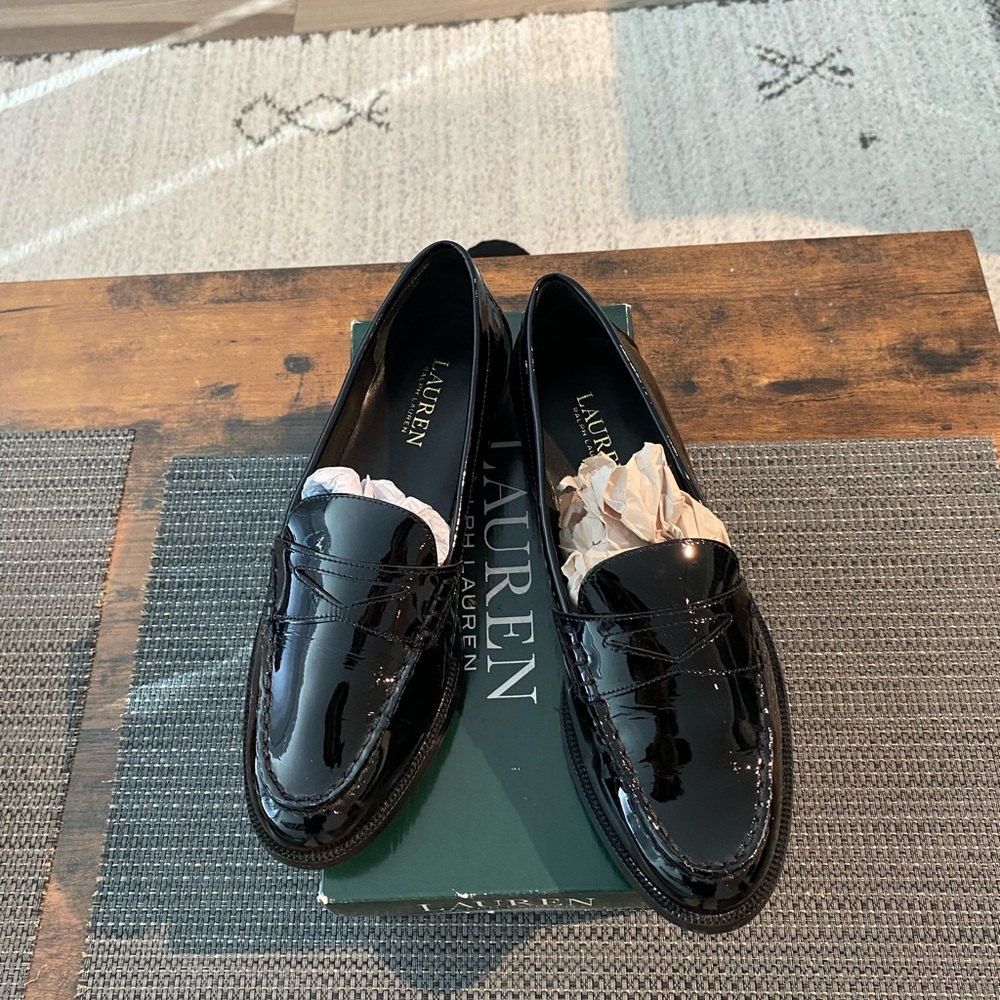 Ralph Lauren Barrett Black Patent Leather Loafer